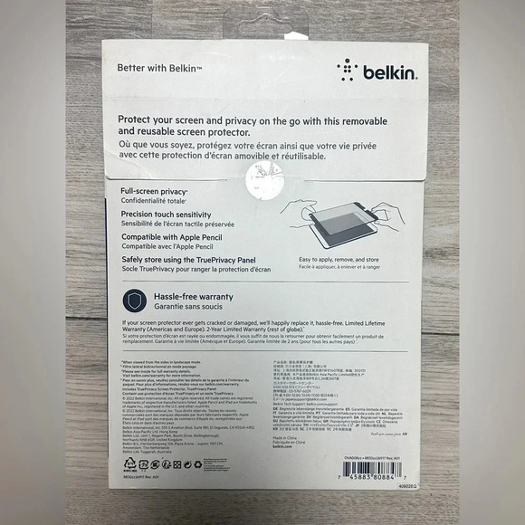 Belkin ScreenForce True Privacy Screen Protector for iPad 7th Gen- 10.2” NEW - Picture 2 of 7
